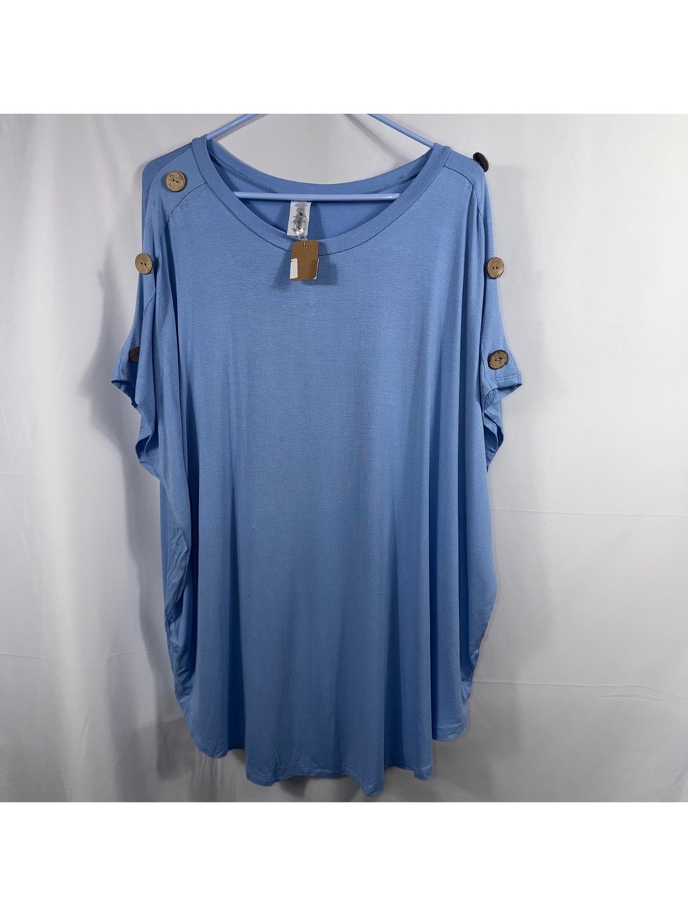 NWT 42POPS Sky Blue Button Sleeve Tunic 3X Plus Size
